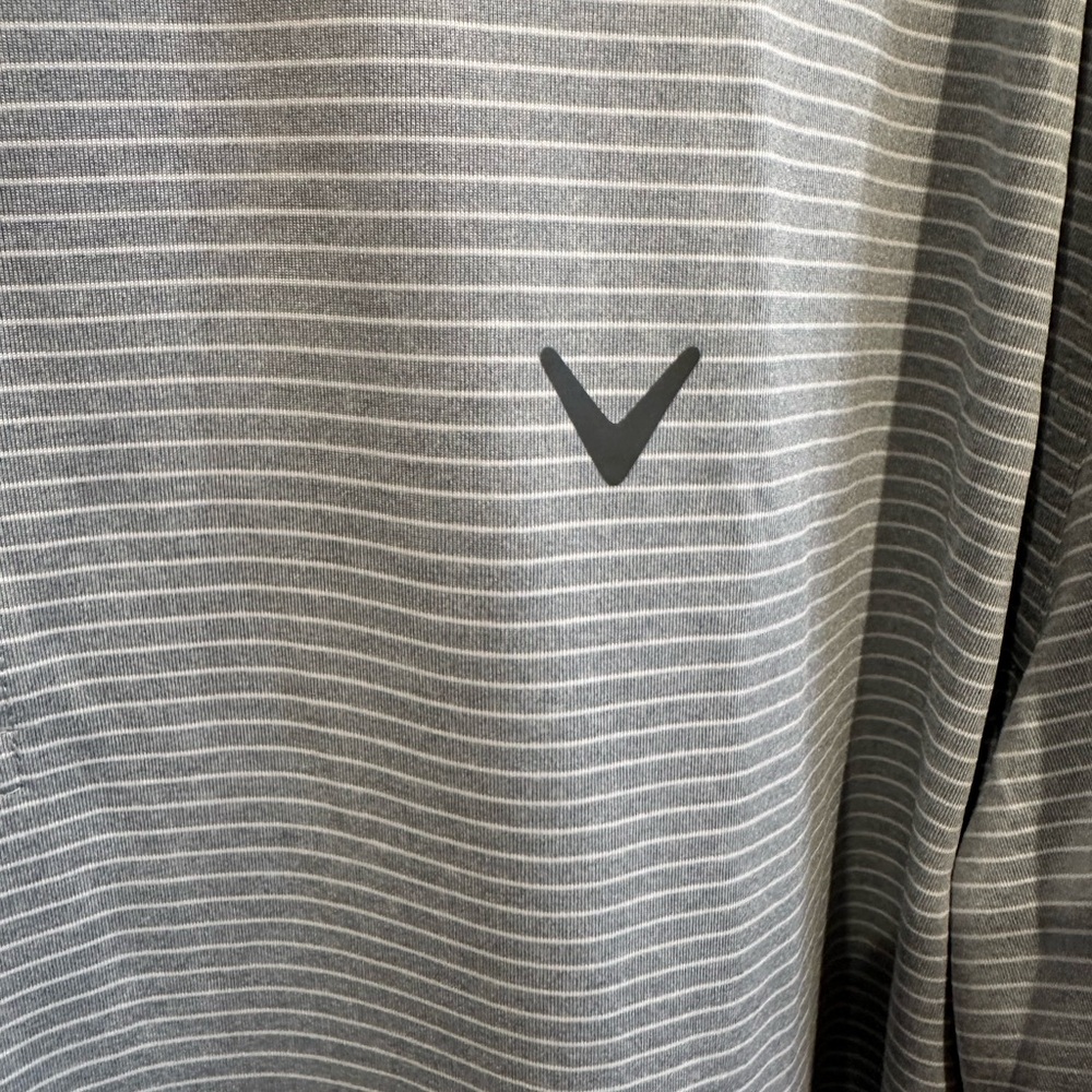 Callaway Golf Shirt Mens XXL Gray Stripe Opti-Dri Breathable Performance Polo - Picture 3 of 5